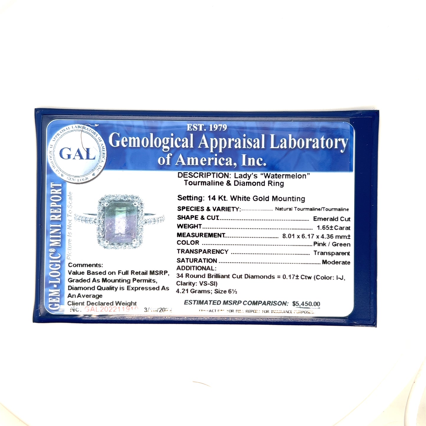 Watermelon Tourmaline Diamond Ring 14k Gold 1.82 TCW Certified $5,450 211910 - Certified Fine Jewelry