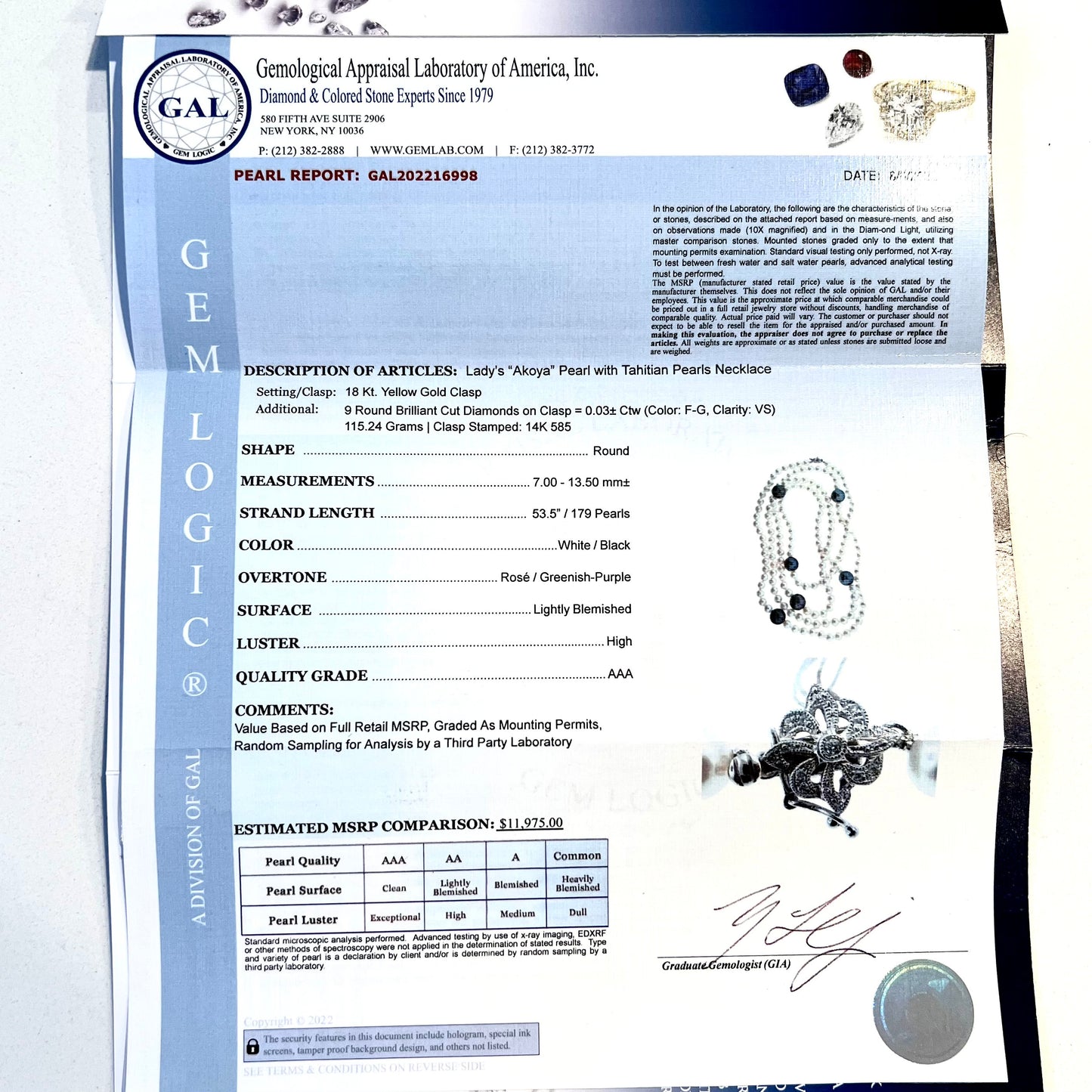 Akoya & Tahitian Pearls Diamond Necklace 53.5" 18k Gold 13.50 mm Certified $11,975 216998 - Certified Fine Jewelry