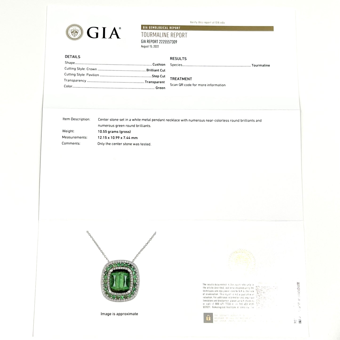 Diamond Tourmaline Tsavorite Pendant Necklace 17" 9.13 TCW GIA Certified $9,795 213257 - Certified Fine Jewelry