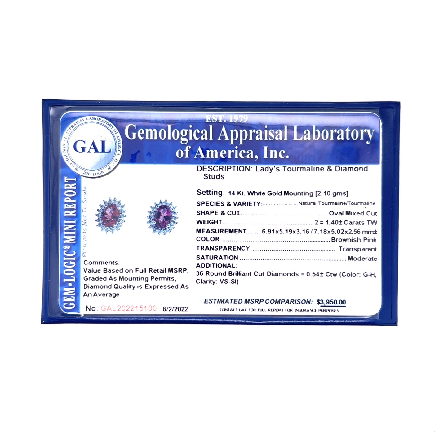 Natural Tourmaline Diamond Earrings 14k Gold 1.94 TCW Certified $3,950 215100 - Certified Fine Jewelry