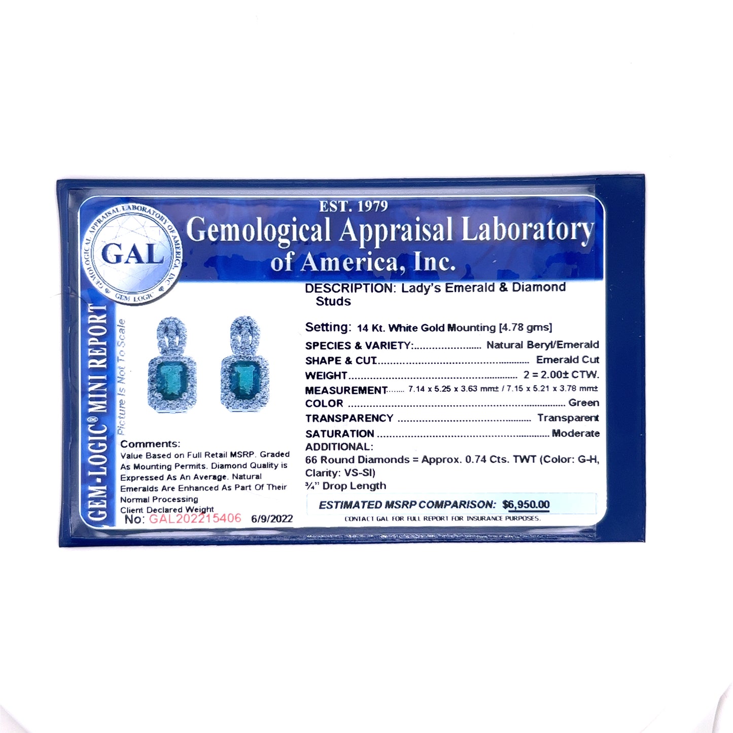 Natural Emerald Diamond Stud Earrings 14k Gold 2.74 TCW Certified $6,950 215406 - Certified Fine Jewelry