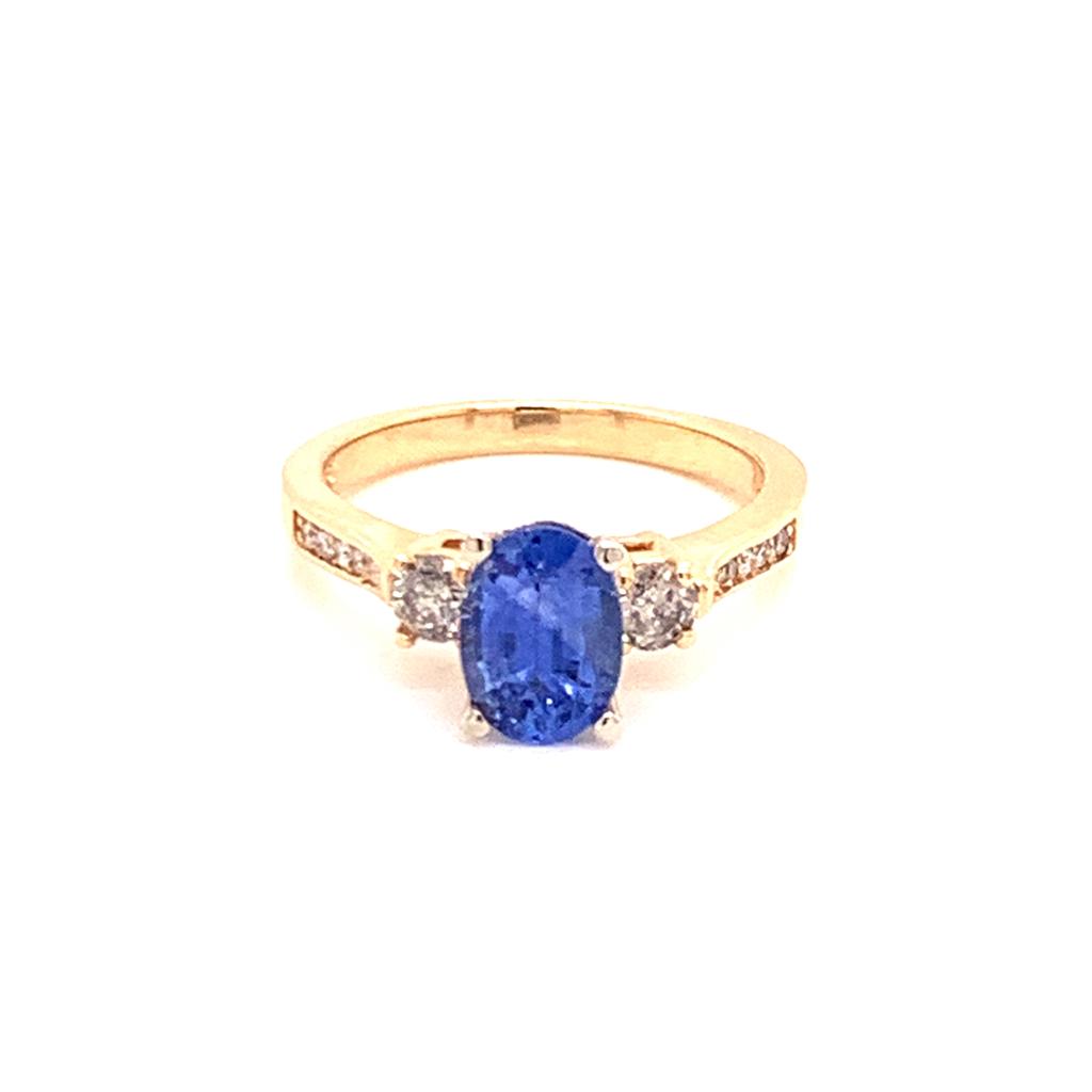 Diamond Blue Sapphire Ring 14k Gold Women Certified $4,950 915310 - Certified Estate Jewelry