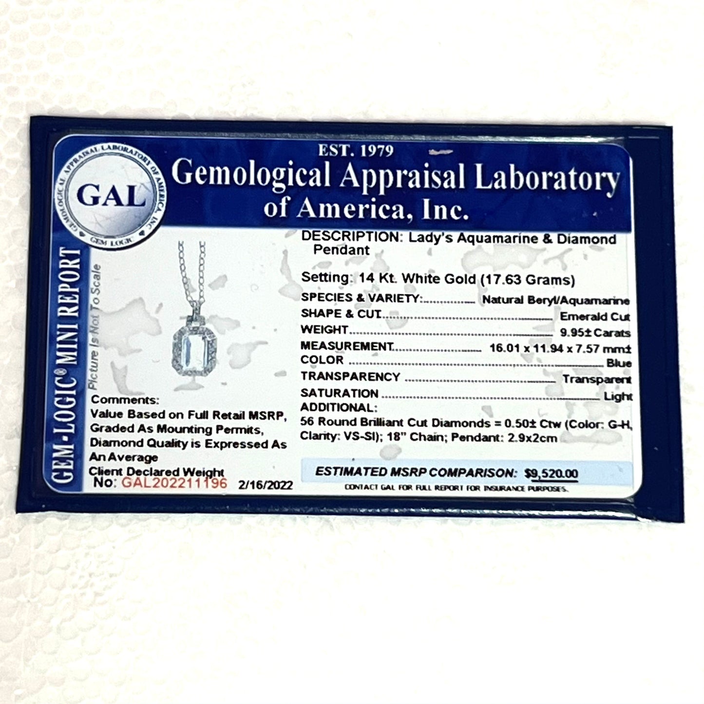 Natural Aquamarine Diamond Necklace 14k Gold 10.45 TCW Certified $9,520 211196 - Certified Fine Jewelry