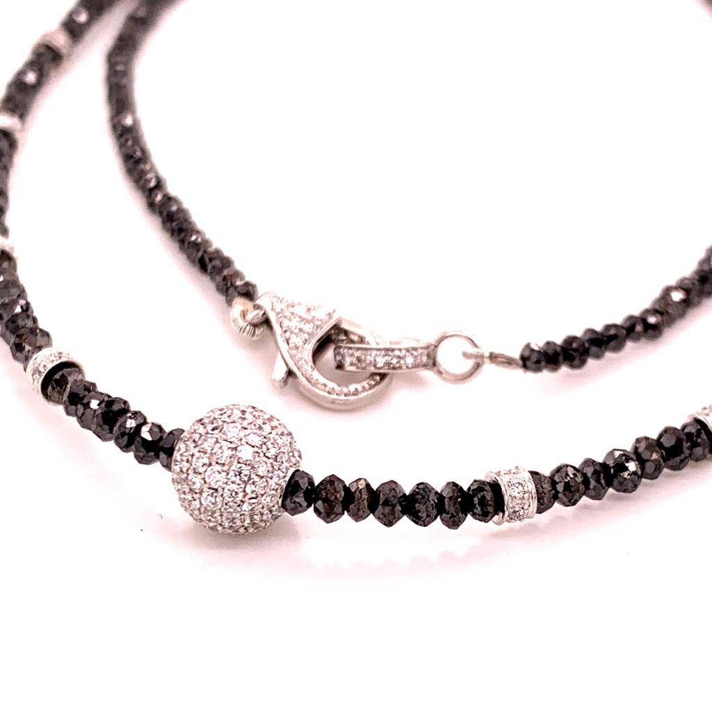Diamond Black White Necklace 19 TCW 18k Gold 16 in Certified $5,950 920471 - Certified Fine Jewelry