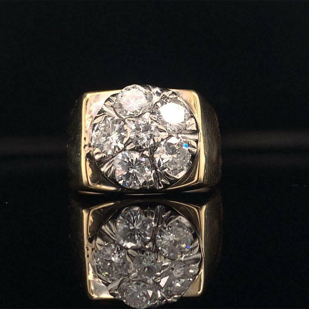 Diamond Ring Unisex 14 KT Yellow & White Gold 1.10 CT Certified $5,950 018203 - Certified Fine Jewelry