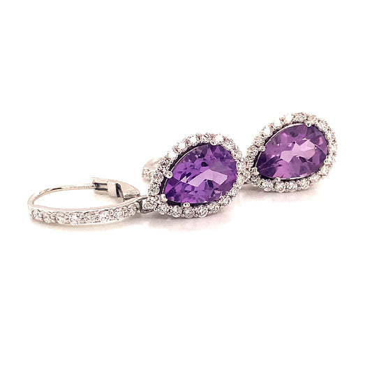 Natural Amethyst Diamond Earrings 14k Gold 4.25 TCW Certified $3,950 120527