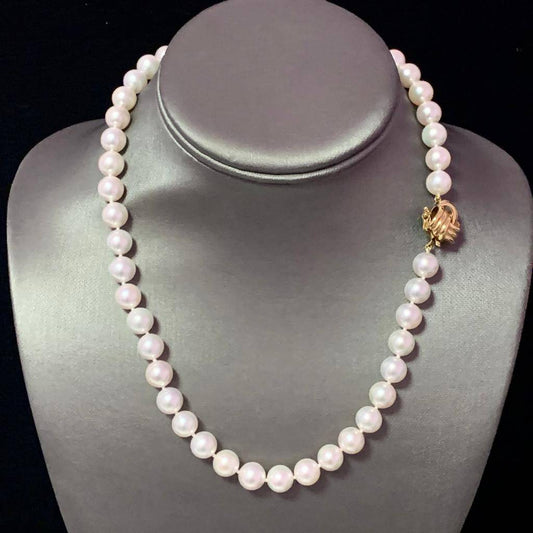 Akoya Pearl Necklace 14k Yellow Gold 17.75" 9 mm Certified $12,950 018561 - Certified Fine Jewelry