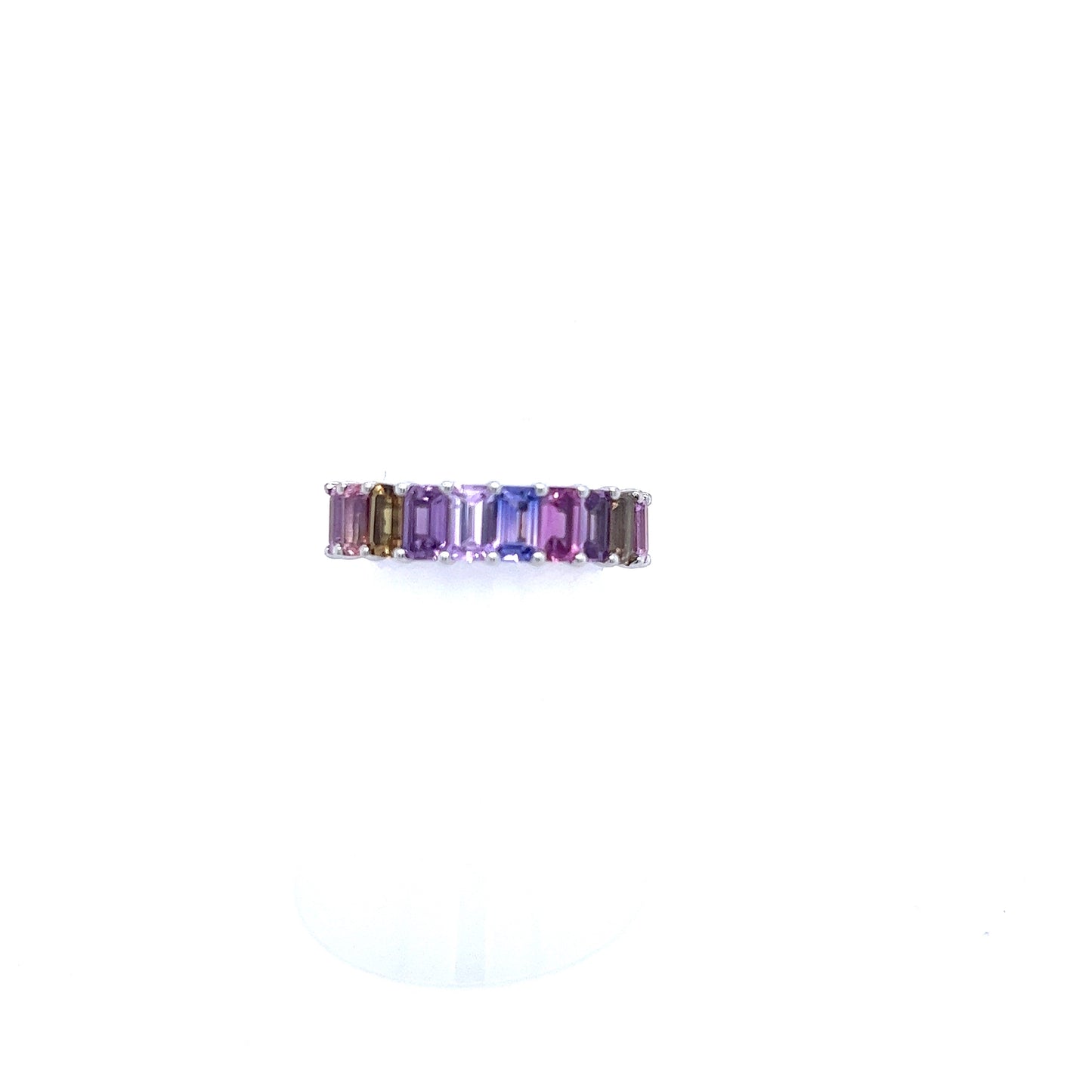 Natural Multicolored Sapphire Ring Size 6.5 14k W Gold 5.28 TCW Certified $3,950 217061 - Certified Fine Jewelry