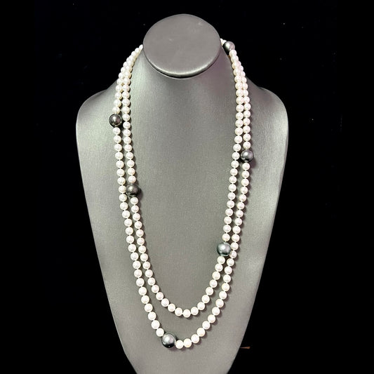 Akoya & Tahitian Pearls Diamond Necklace 53.5" 18k Gold 13.50 mm Certified $11,975 216998 - Certified Fine Jewelry