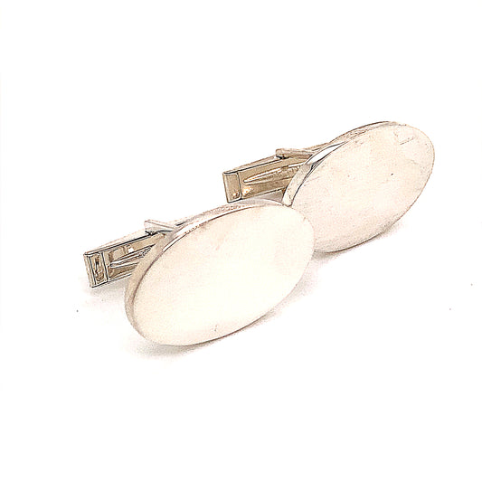 Tiffany & Co Estate Sterling Silver Wide Oval Cufflinks 19 Grams TIF142 - Certified Fine Jewelry
