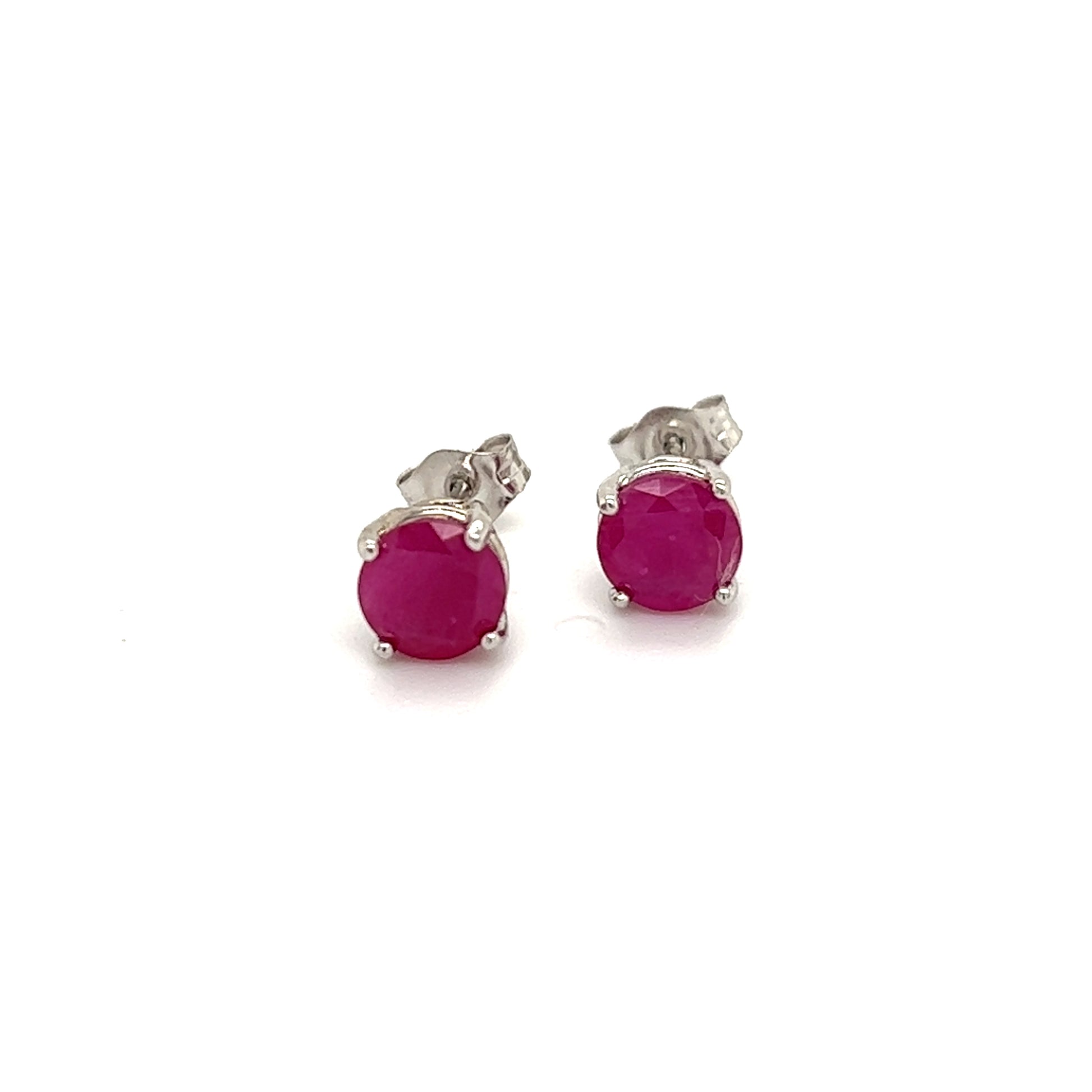Natural Ruby Stud Earrings 14k Gold 1.91 TCW 1.28 Grams Certified $2,290 210750 - Certified Fine Jewelry