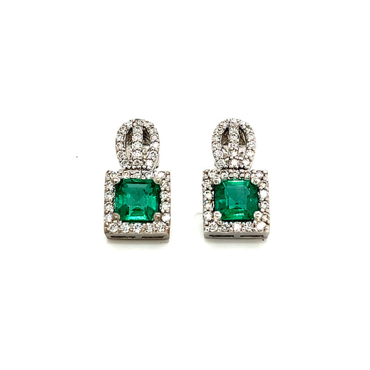 Emerald Diamond Stud Earrings