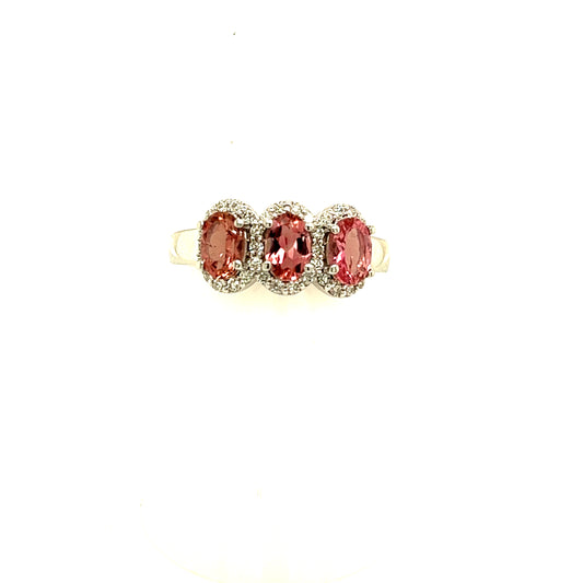 Natural Tourmaline Diamond Ring Size 7 14k W Gold 1.58 TCW Certified $4,975 218116 - Certified Fine Jewelry