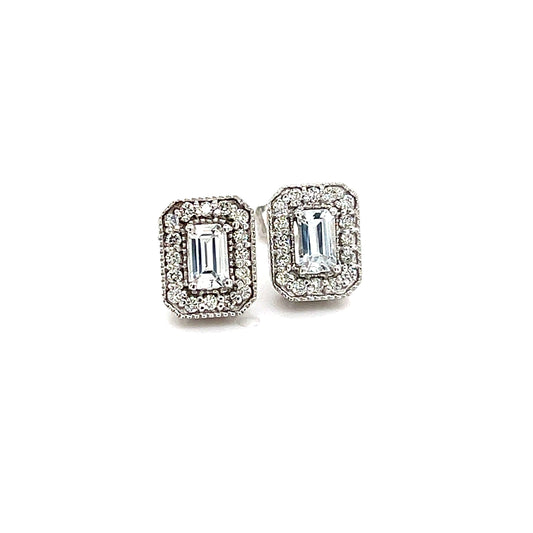 Natural Sapphire Diamond Stud Earrings 14k W Gold 0.96 TCW Certified $2950 121268