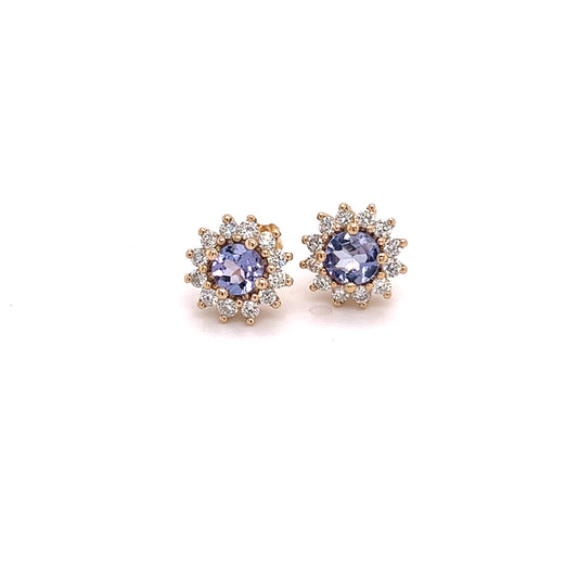 Natural Tanzanite Diamond Stud Earrings 14k Y Gold 1.18 TCW Certified $3,790 211353 - Certified Fine Jewelry