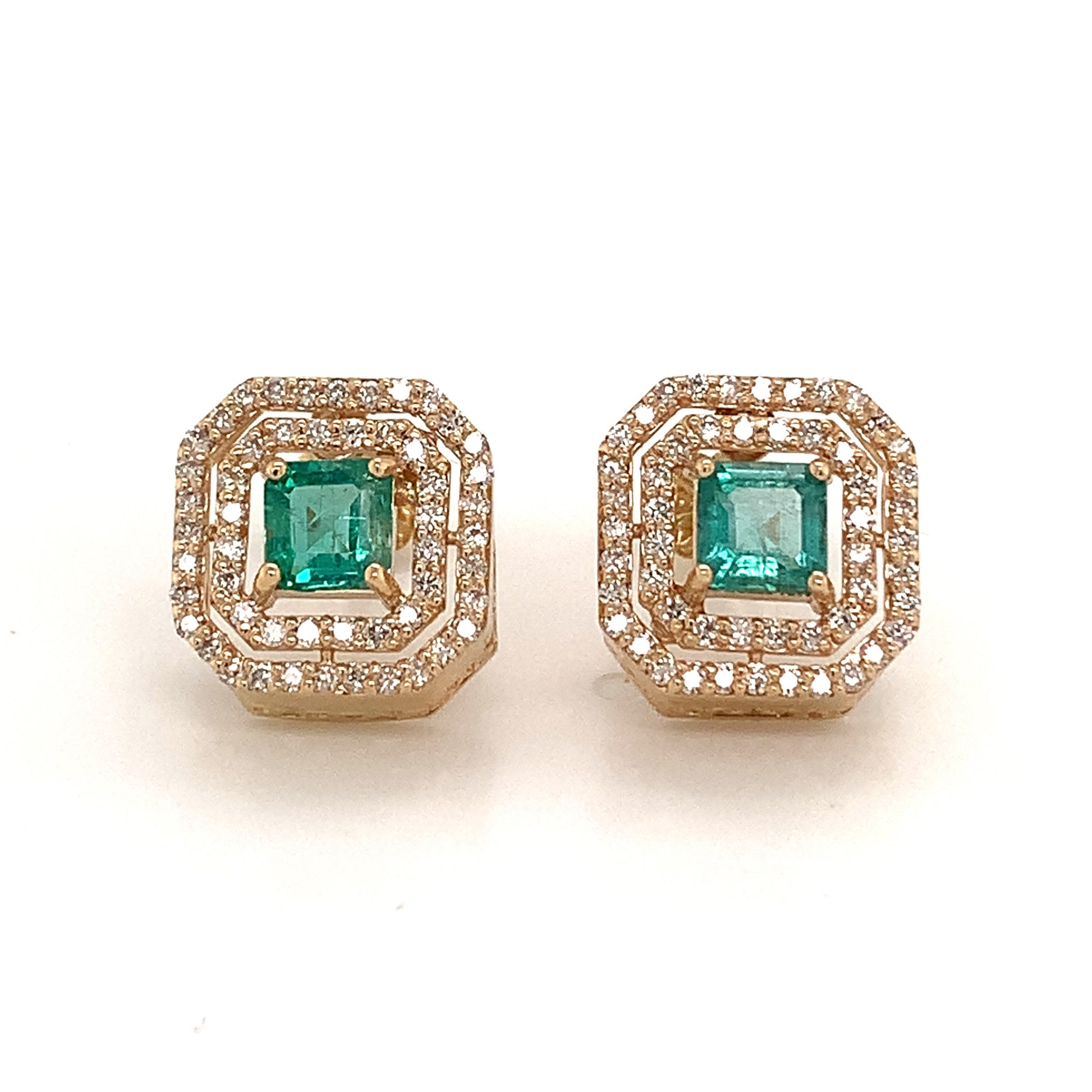 Natural Emerald Diamond Earrings 14k Gold 1.52 TCW Certified $6,950 111888 - Certified Estate Jewelry