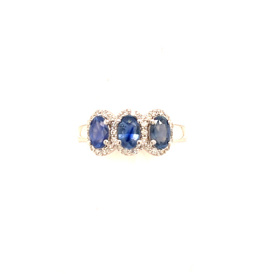 Natural Sapphire Diamond Ring 7 14k W Gold 1.67 TCW Certified $4,975 218113
