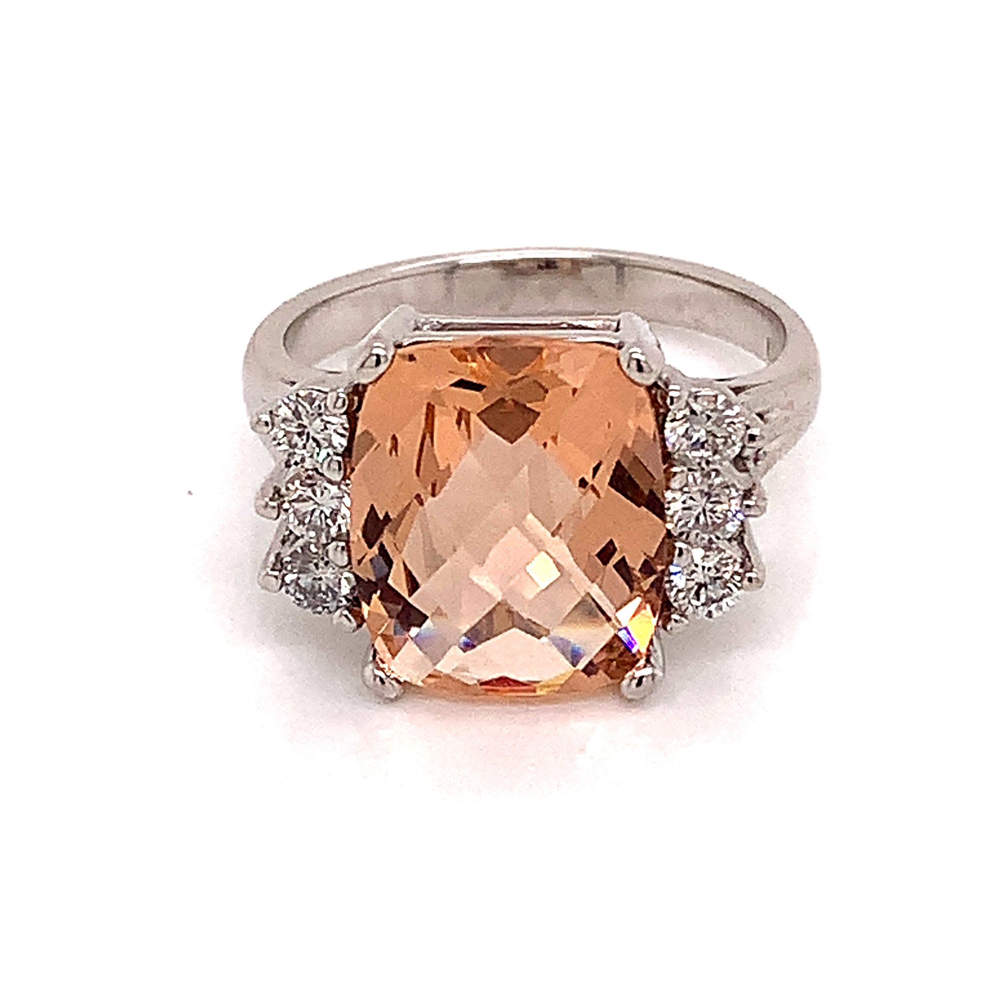 Diamond Morganite Ring Size 7.25 14k Gold 5.60 TCW Certified $5,950 120600 - Certified Fine Jewelry