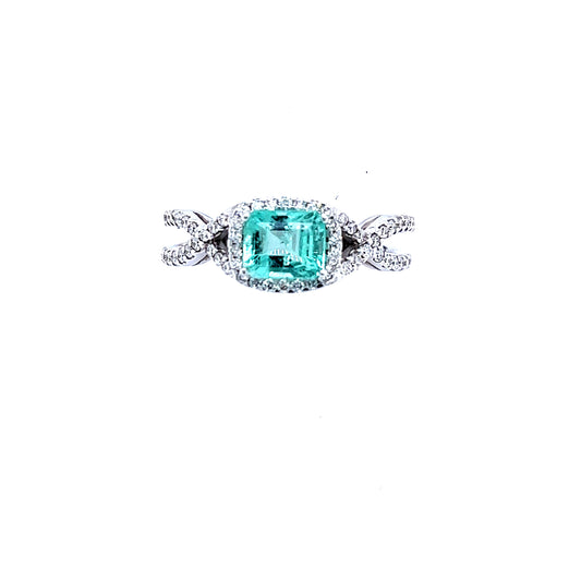 Natural Emerald Diamond Ring 6.5 14k W Gold 1.31 TCW Certified $4,750 216674