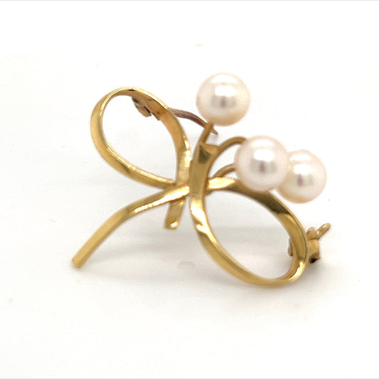 Mikimoto Estate Akoya Pearl Brooch Pin 14k Gold 6 mm M273 - Certified Fine Jewelry