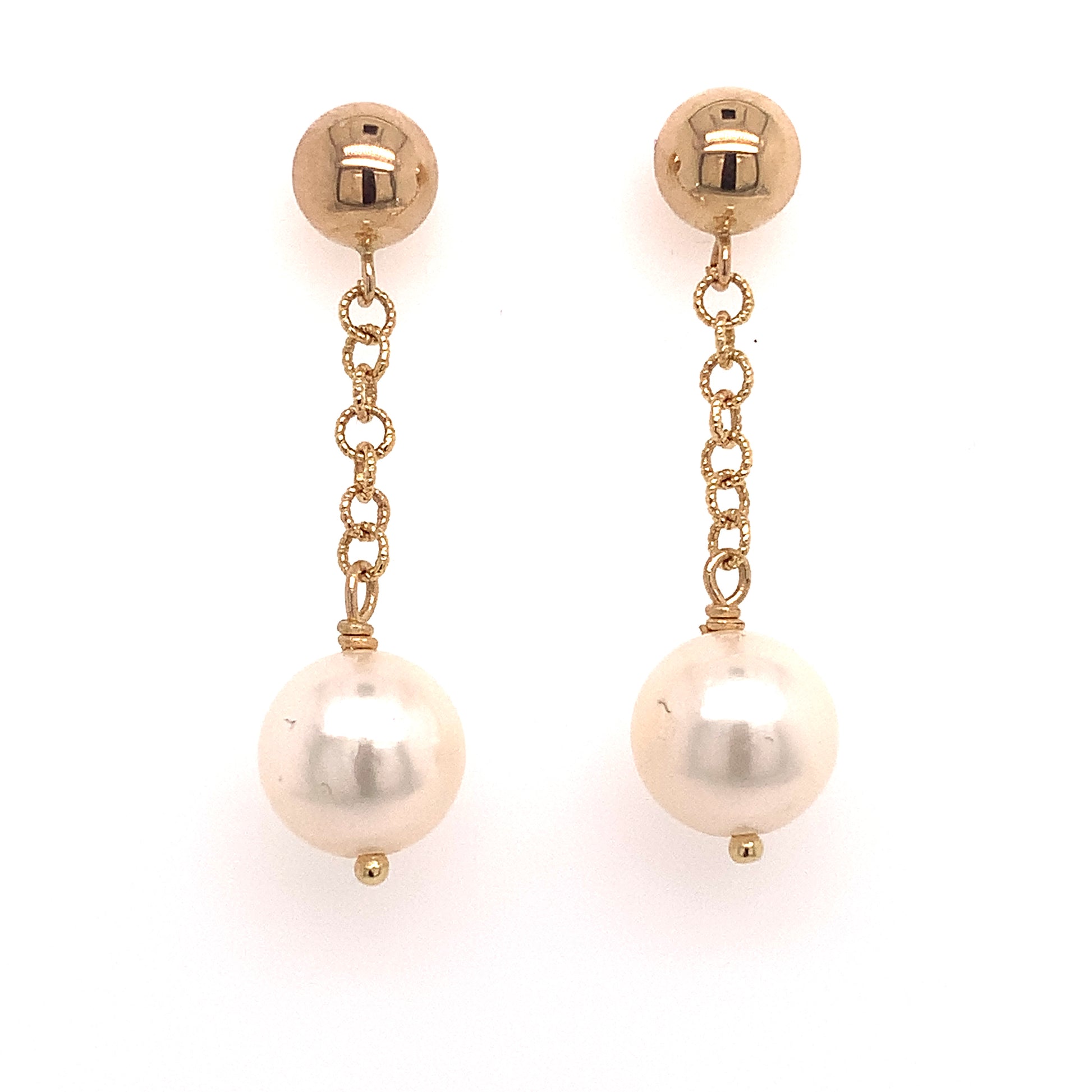 Akoya Pearl Dangle Earrings 1.25" 14k Gold 8.19 mm Certified $990 017542 - Certified Fine Jewelry
