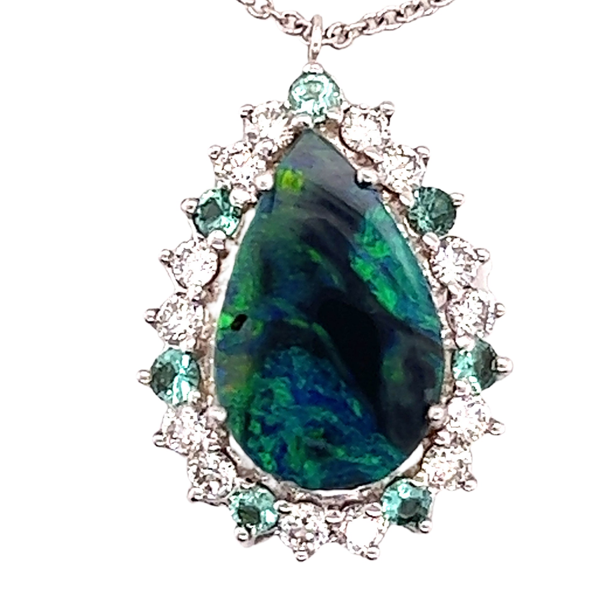 Natural Opal Diamond Pendant w/ 18" Gold Chain 3.25 TCW GIA Certified $8,950 211197 - Certified Fine Jewelry