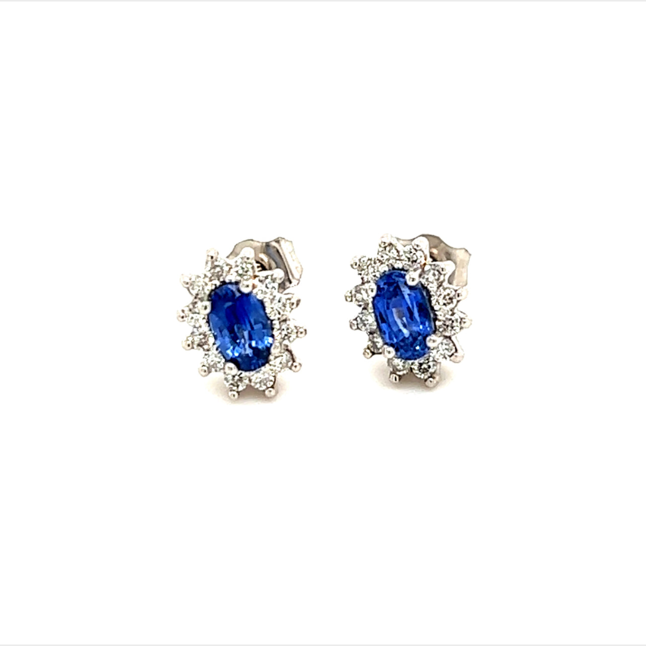 Natural Sapphire Diamond Stud Earrings 14k Gold 0.84 TCW Certified $2,975 215098 - Certified Fine Jewelry