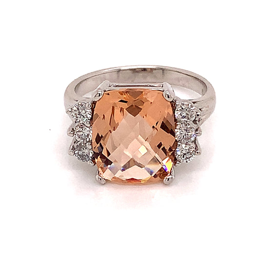 Diamond Morganite Ring Size 7.25 14k Gold 5.60 TCW Certified $5,950 120600