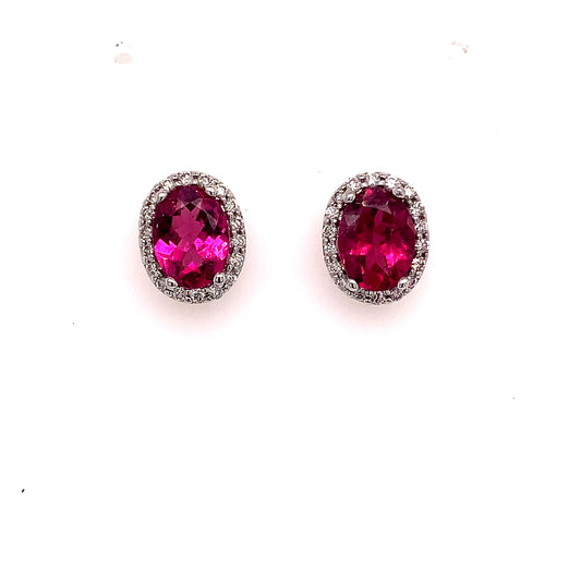 Tourmaline Diamond Stud Earrings 14k Gold 2.27 TCW Certified $4,790 121151 - Certified Fine Jewelry