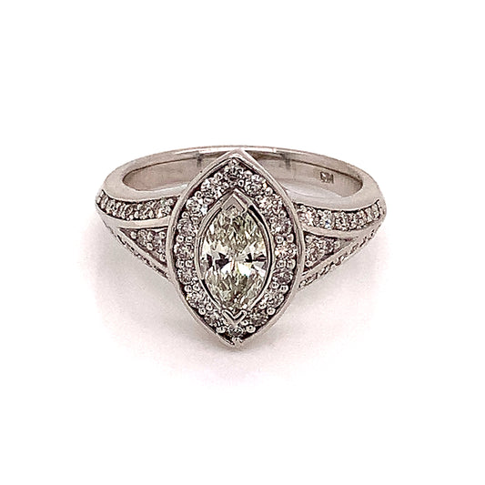 Diamond Ring Size 6.5 14k White Gold 0.45 TCW 4.88g Certified $5,950 120603