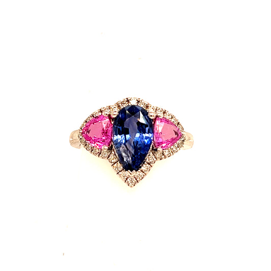 Natural Sapphire Diamond Ring 14k Gold 3.43 TCW Certified $7,950 215419