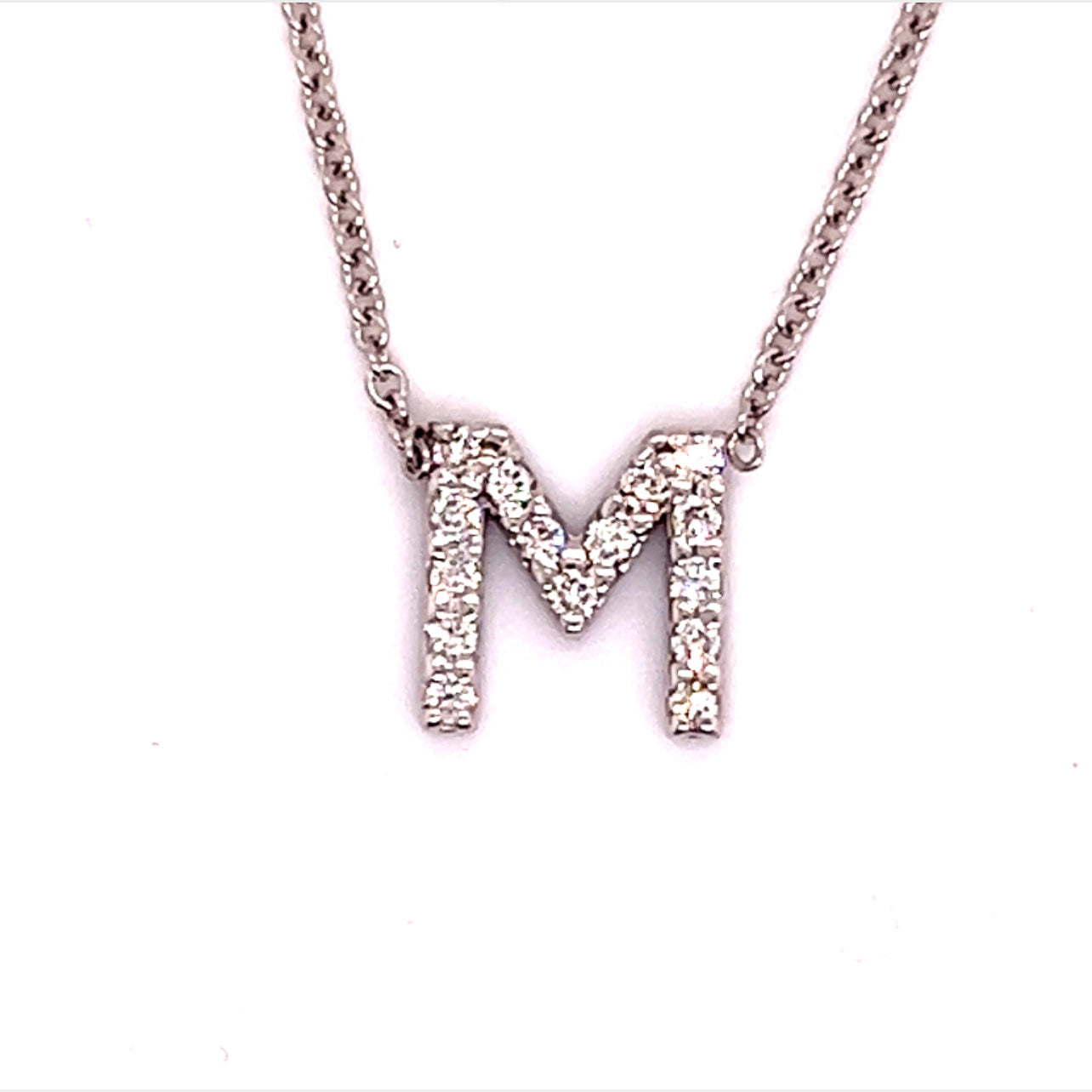 Diamond Letter "M" Pendant Necklace 18" 14k Gold 0.19 TCW Certified $1,950 121278 - Certified Fine Jewelry