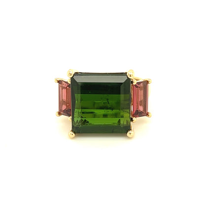 Natural Tourmaline Diamond Ring Size 7 14 Y Gold 12.25 TCW Certified $7,950 219227 - Certified Fine Jewelry