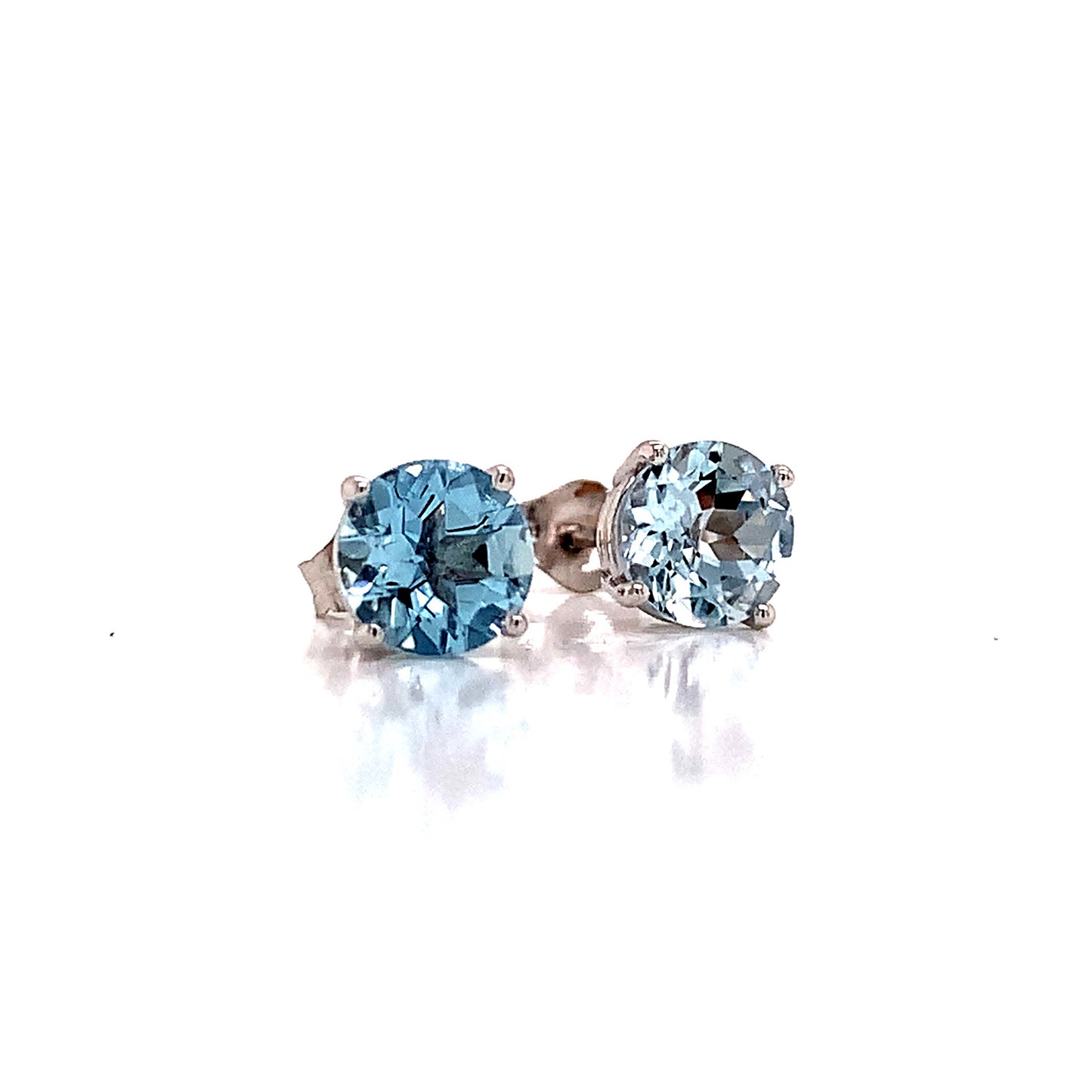 Natural Aquamarine Stud Earrings 14k White Gold 1.0 CTW Certified $590 111539 - Certified Fine Jewelry
