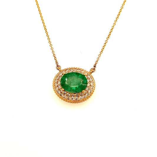 Natural Emerald Diamond Necklace 18" 14k Gold 6.29 TCW Certified $6,950 213253 - Certified Fine Jewelry