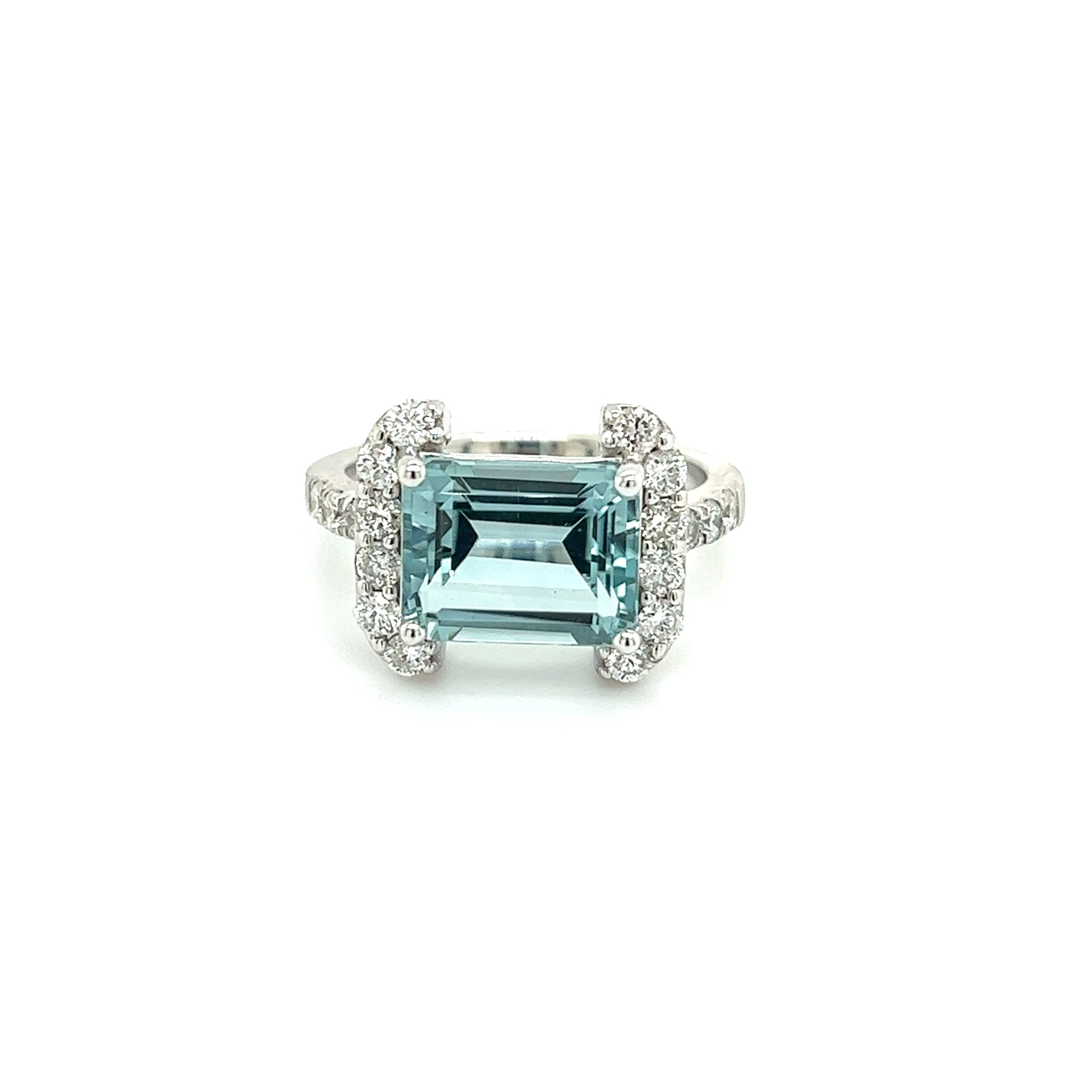 Natural Aquamarine Diamond Ring 14k white Gold 6.09 TCW Certified $4,690 217095