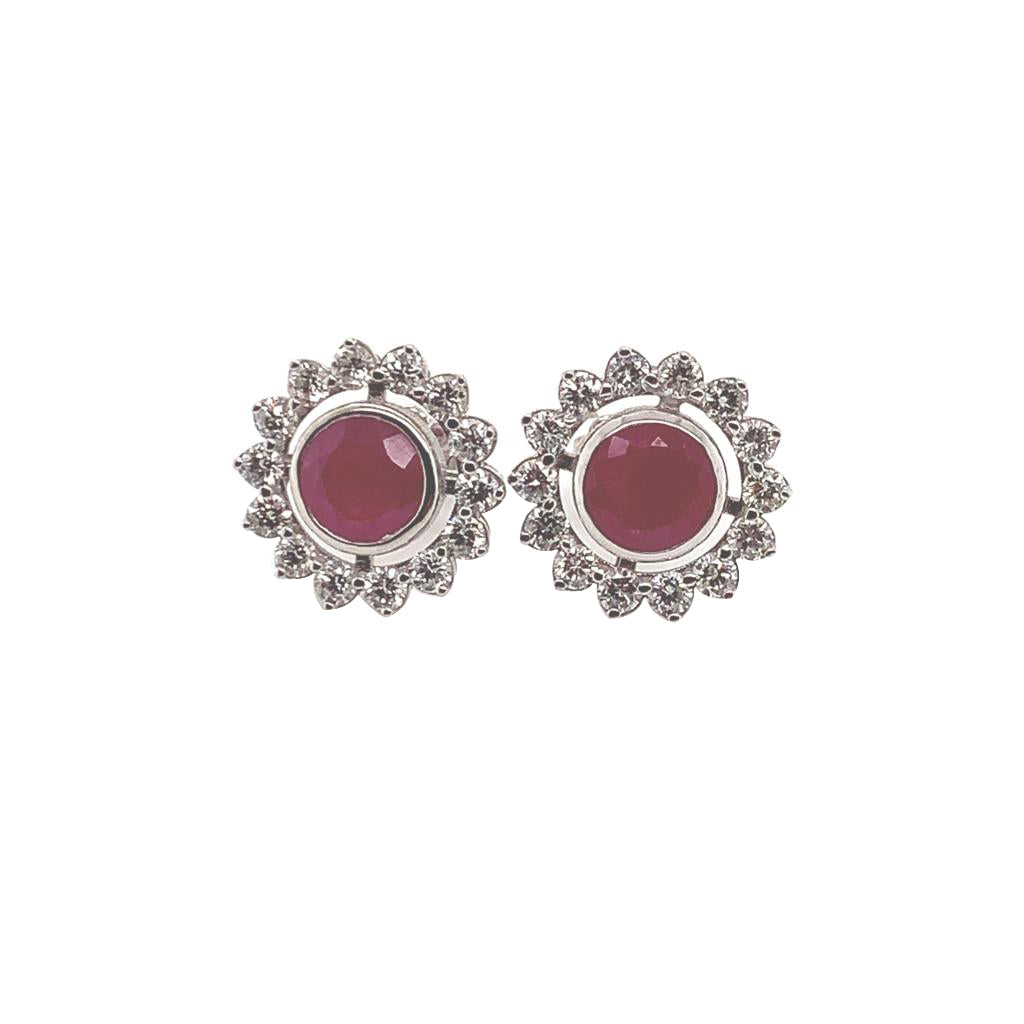 Diamond Ruby Earrings 14k Gold 2.07 TCW Certified $5,250 018670 - Certified Estate Jewelry