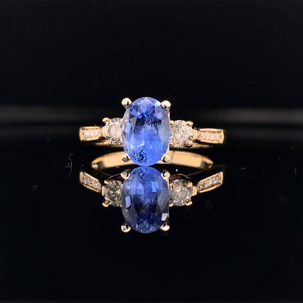 Diamond Blue Sapphire Ring 14k Gold Women Certified $4,950 915310 - Certified Fine Jewelry