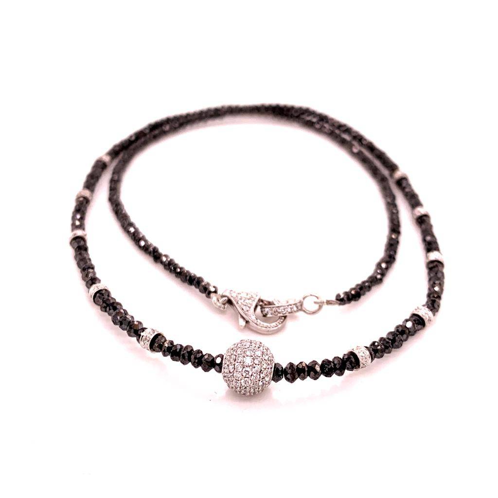 Diamond Black White Necklace 19 TCW 18k Gold 16 in Certified $5,950 920471 - Certified Fine Jewelry