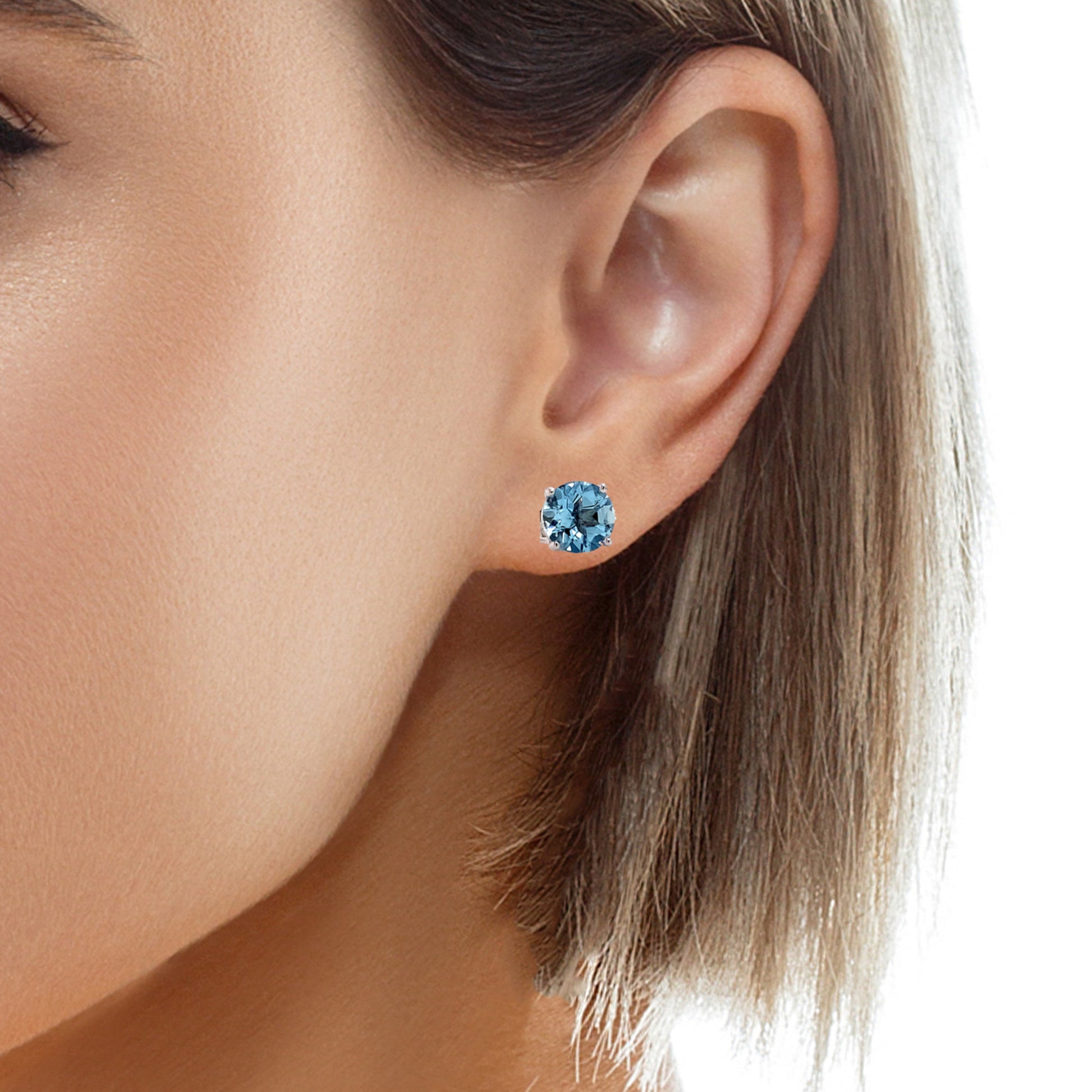 Natural Aquamarine Stud Earrings 14k White Gold 1.3 CTW Certified $950 113470 - Certified Fine Jewelry