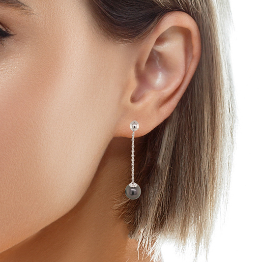 Tahitian Pearl 14k Gold Earrings Certified $899 013380 - Certified Fine Jewelry