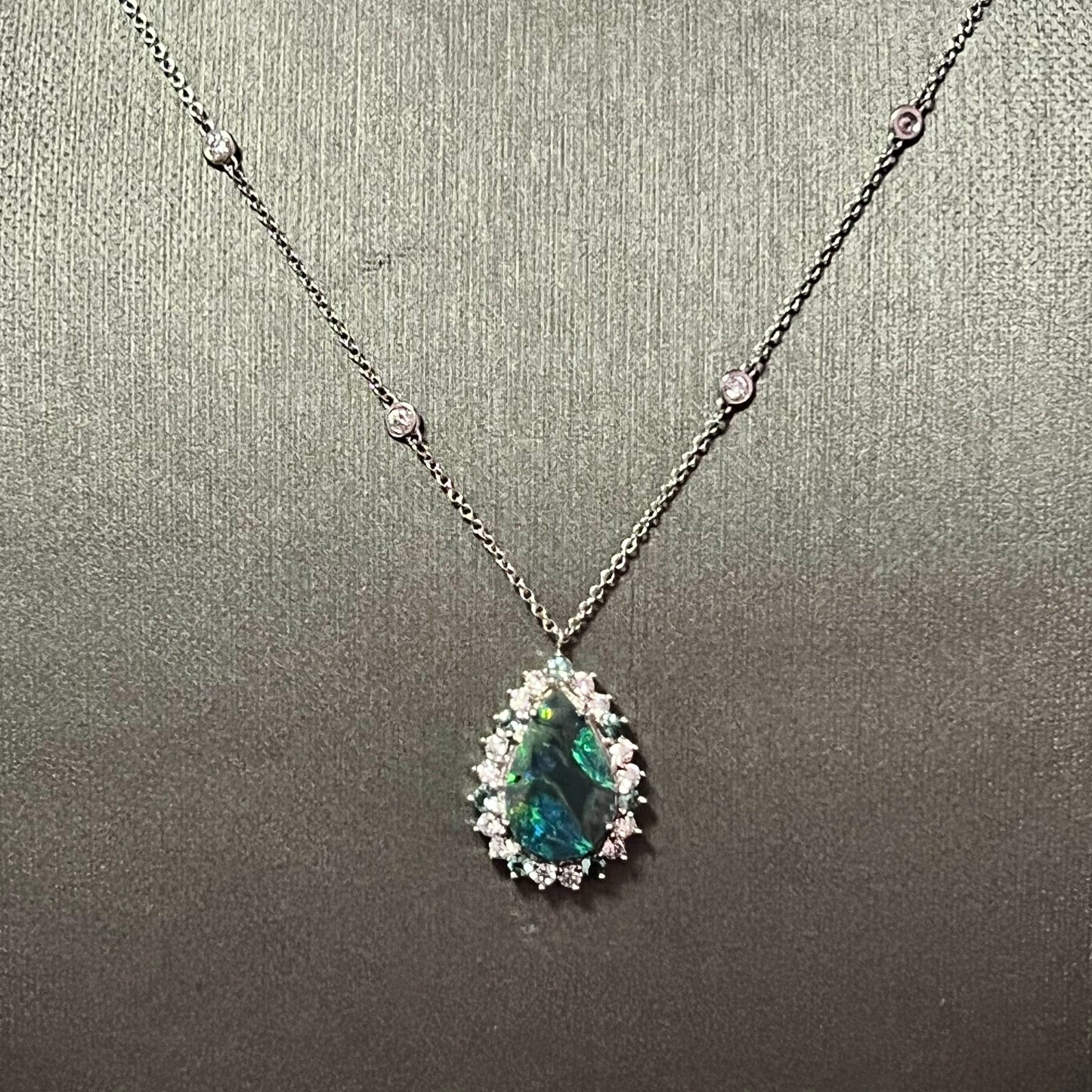Natural Opal Diamond Pendant w/ 18" Gold Chain 3.25 TCW GIA Certified $8,950 211197 - Certified Fine Jewelry