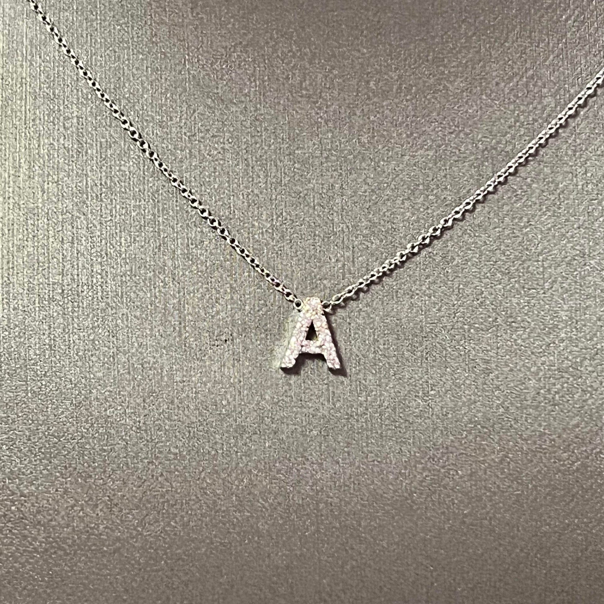 Diamond Letter "A" Pendant Necklace 18" 14k Gold 0.12 TCW Certified $1,950 121279 - Certified Fine Jewelry