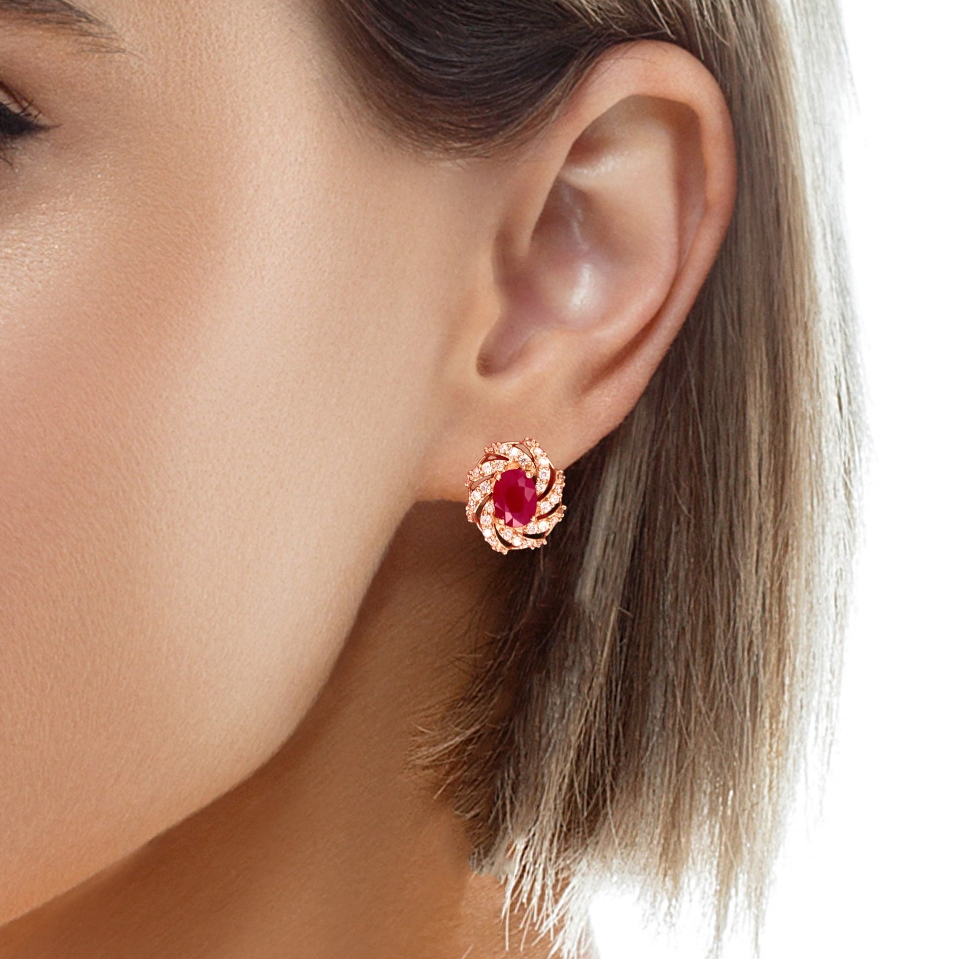 Diamond Ruby Earrings 14k Yellow Gold 3.64 TCW Certified 018671 - Certified Fine Jewelry