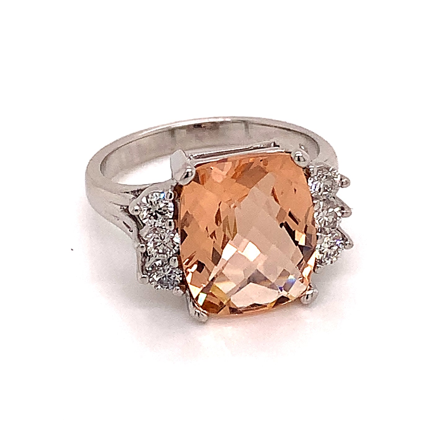 Diamond Morganite Ring Size 7.25 14k Gold 5.60 TCW Certified $5,950 120600 - Certified Fine Jewelry