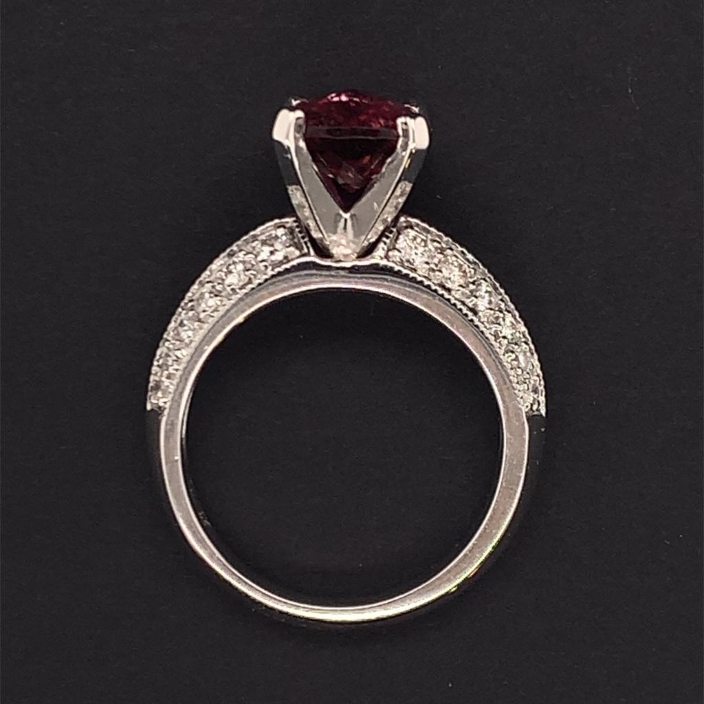 Diamond Tourmaline Rubellite Ring 6.75 14k Gold 4.10 TCW Women Certified $4,600 911206 - Certified Fine Jewelry