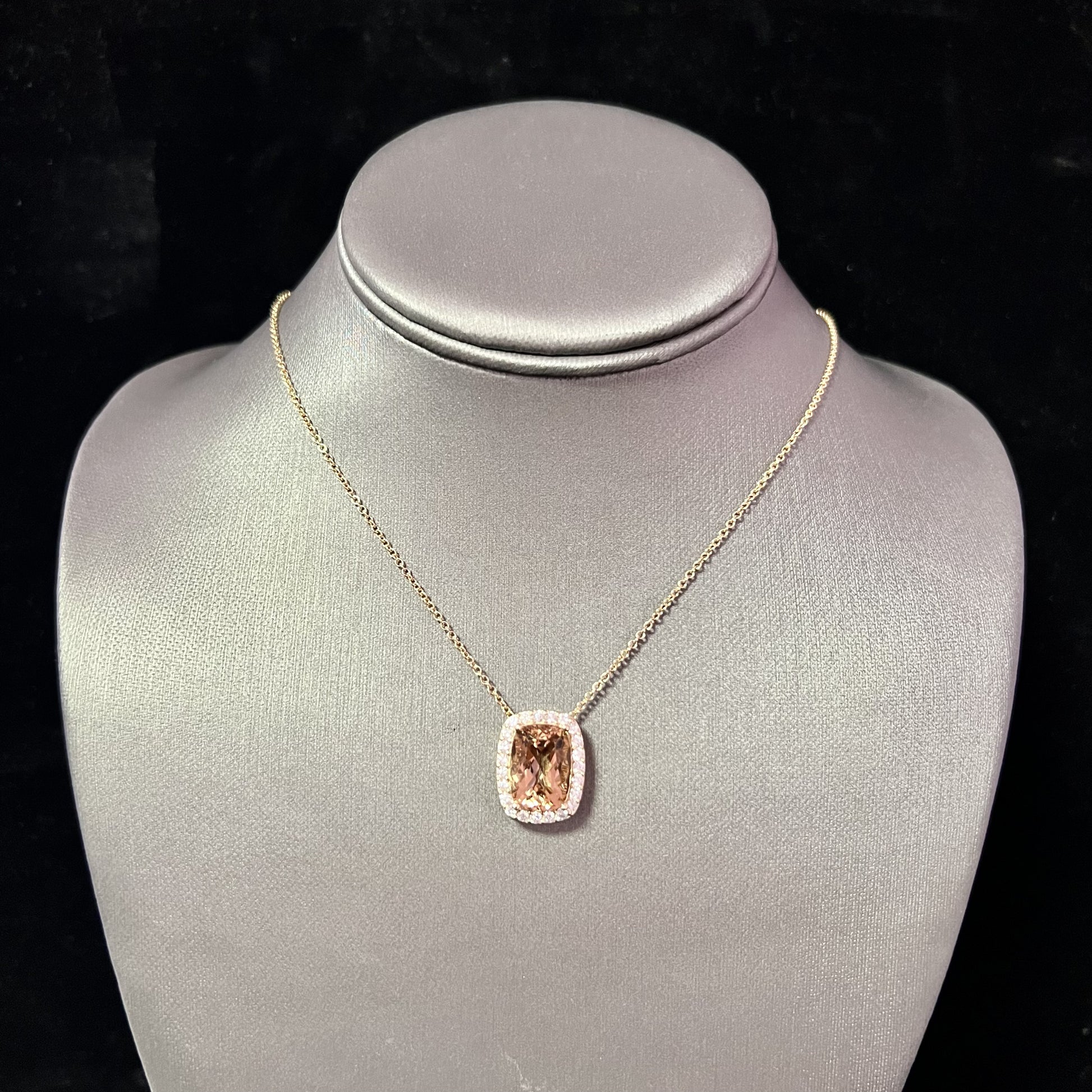 Diamond Morganite Pendant Necklace 14k Gold 7.35 TCW Certified $5,950 213256 - Certified Fine Jewelry