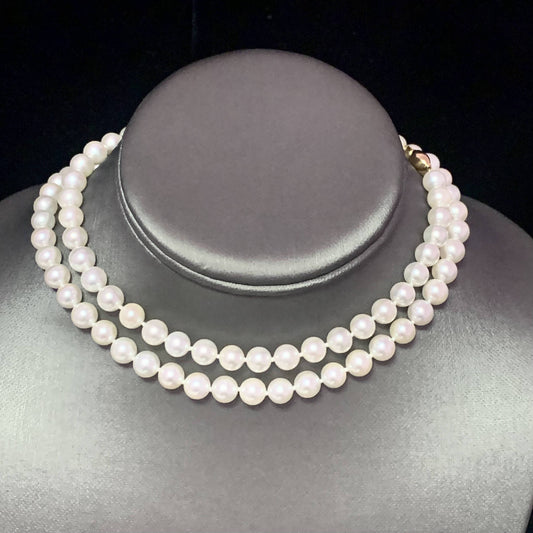 Akoya Pearl Necklace 14k Gold 27" 7.5 mm Certified $3,475 113100 - Certified Fine Jewelry