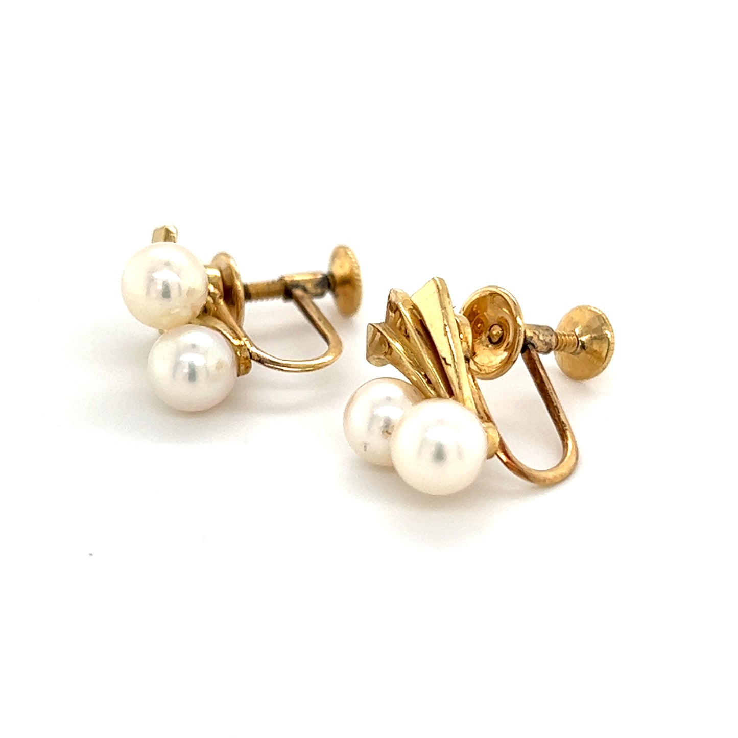 Mikimoto Estate Akoya Pearl Earrings 14k Gold 5.70 mm 4.5 Grams M252 - Certified Fine Jewelry
