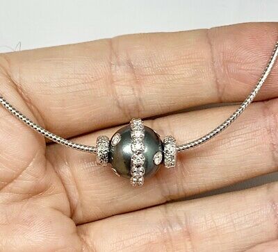 Diamond Tahitian Pearl Necklace 0.60 CT 14k Gold 13 mm 18" Certified $4,950 915320 - Certified Fine Jewelry